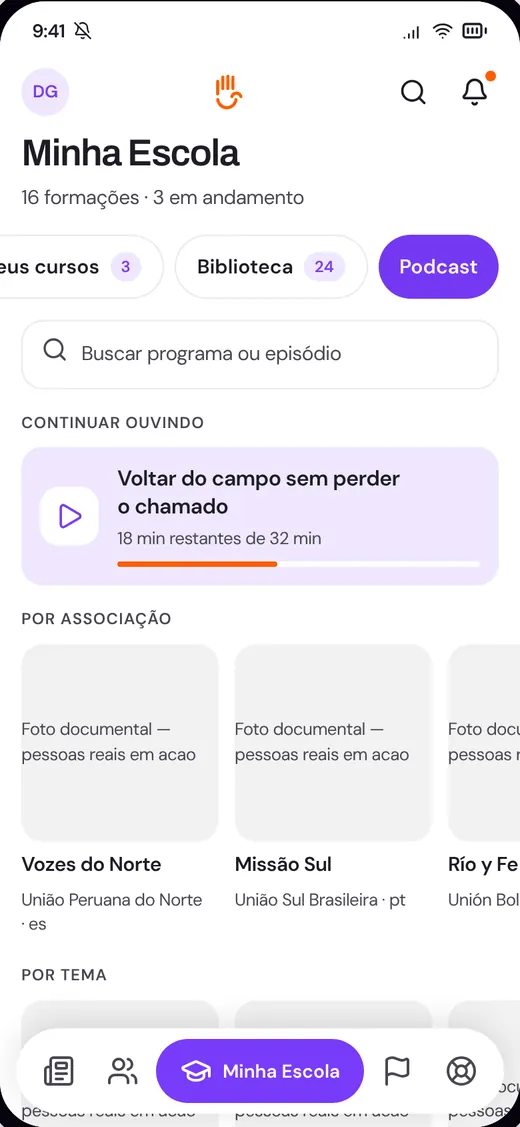Tela de podcast no app SVA